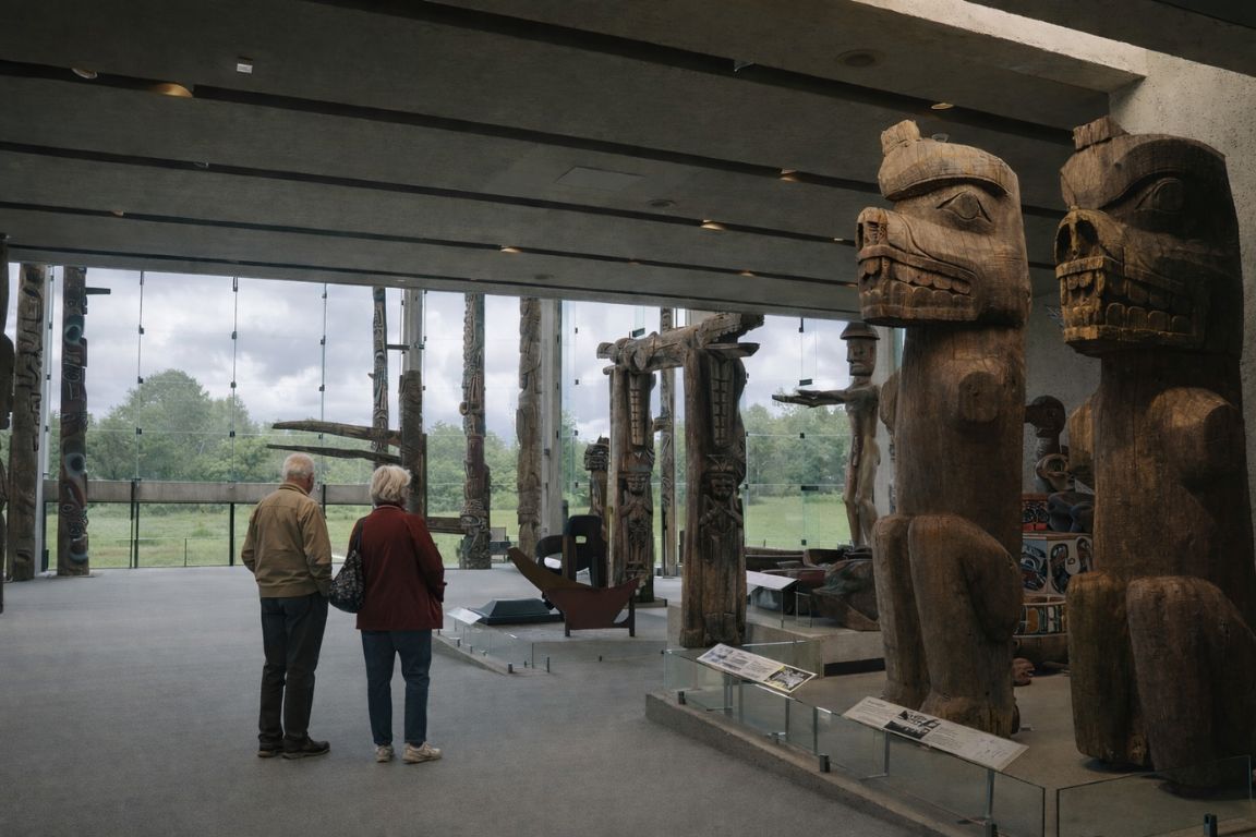 Museum of Anthropology at UBC gallery featuring Indigenous Northwest Coast art seen during a Vancouver Canada Tours experience